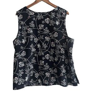 💐Maggie Barnes Plus Size 22W Sleeveless Floral Blouse | Black Rose Print